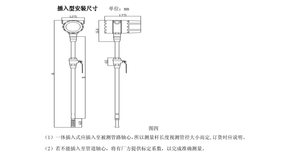 熱式氣體質(zhì)量流量計(jì)尺寸圖(圖4) 熱式氣體質(zhì)量流量計(jì)尺寸圖(圖4)